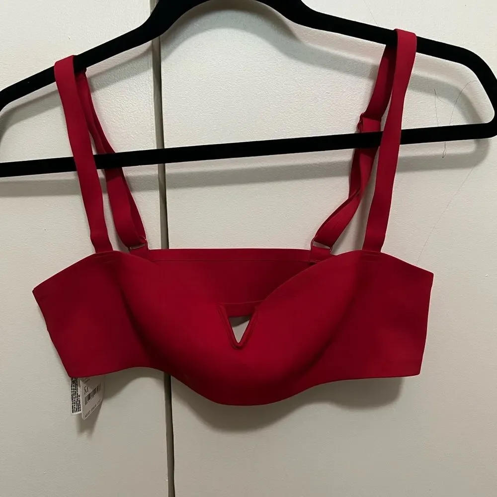 Free People Notched Lily Scuba Bralette - Haute Red, Size Medium‎